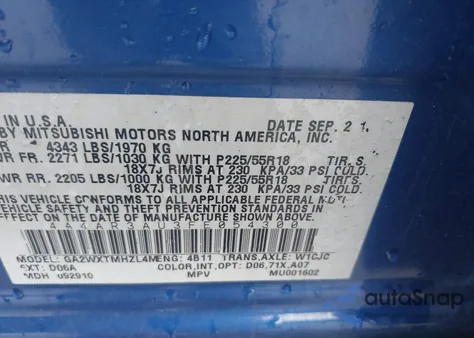 2015 Mitsubishi Outlander Sport Es from USA, damaged, VIN 4A4AR3AU3FE054300